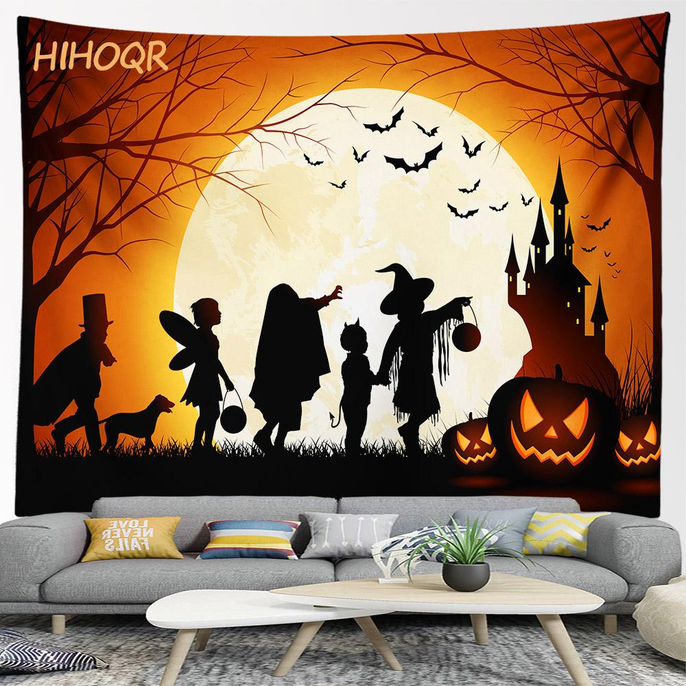 Happy Halloween Pumpkin Tapestry Wall Hanging Boho Room Decoration Large Cloth  Aesthetic Home Party Backdrop