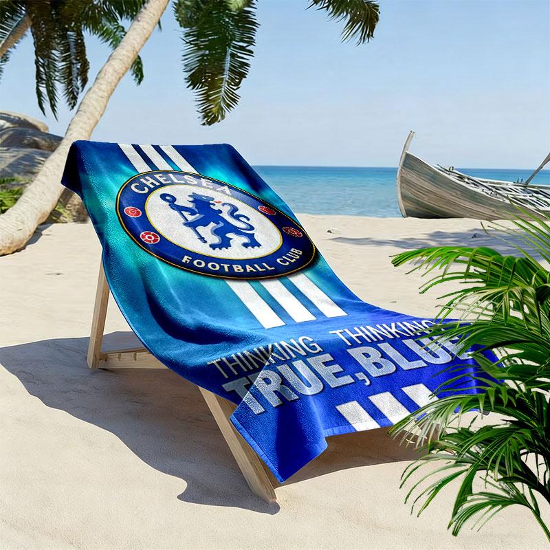 Chelsea FC Logo Aufdruck Strandtuch, Großes Weiches Schnelltrocknendes Handtuch für Strand Camping Schwimmen