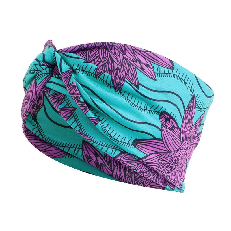 New African Floral Print Headband Twist Style Women's Sports Yoga Elastic Hairband Fashion Salon Make Up Hair Wrap Headwear