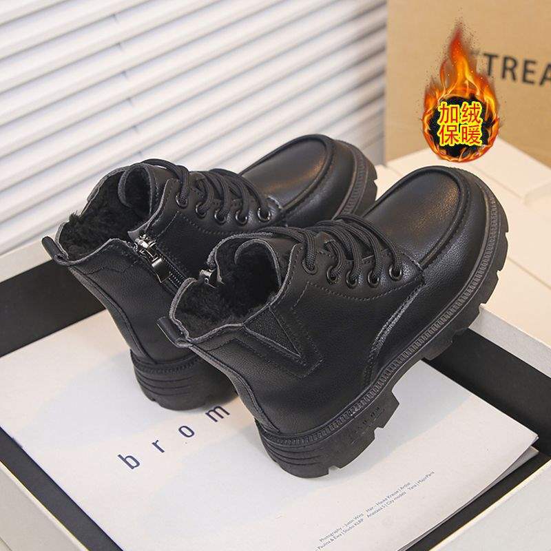 

Детские ботинки флис студенческие девочки ботинки Мартина осень и зима Майяр мальчики короткие ботинки теплые маленькие девочки кожаные ботинки 37 shoes inner length 23.0 cm