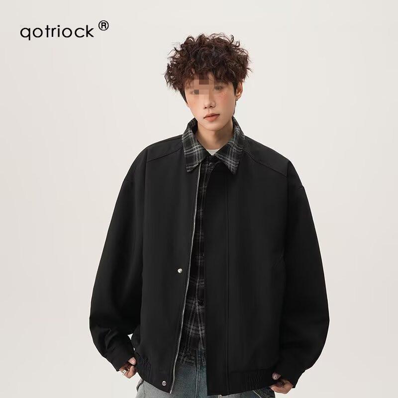 

Men s Retro Plaid Maillard Splice Two-Piece Jacket - Casual and Versatile Fall Outerwear XXXL чорний