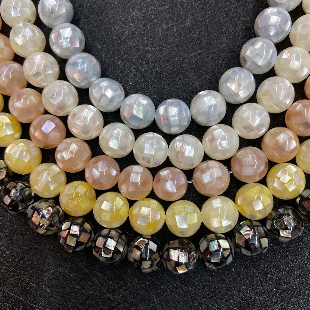 High-Luster Round Sea Shell Beads 8-14mm for DIY Jewelry Necklace Making