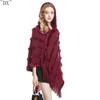 DX~~ Fall/Winter New Knitted Hooded Cape Shawl Monochrome Pullover Cape Knit Hooded Large Shawl