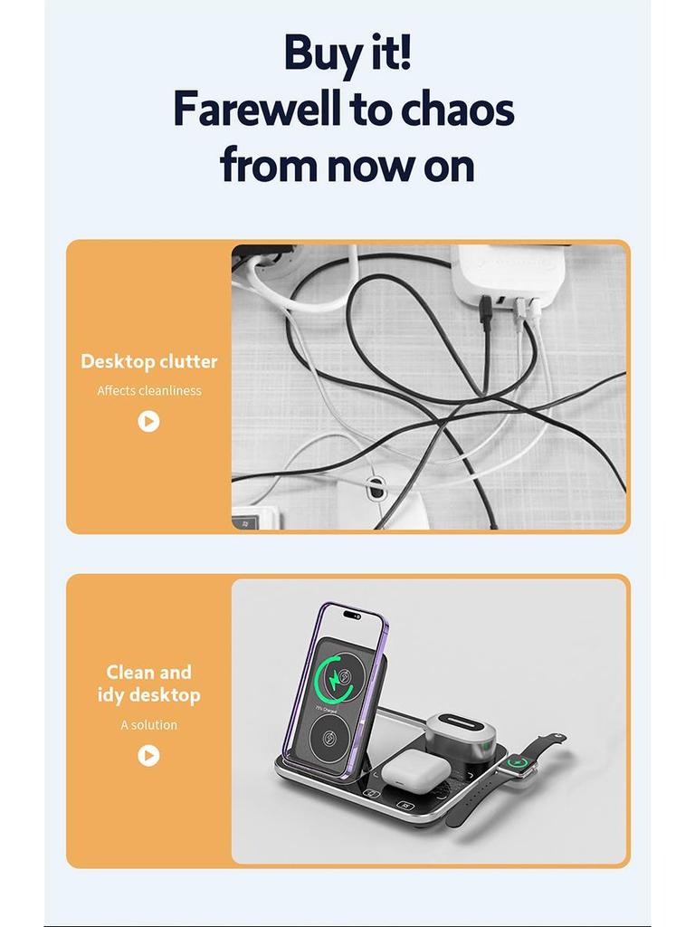 Foldable 4-in-1 Wireless Charger for Apple Devices