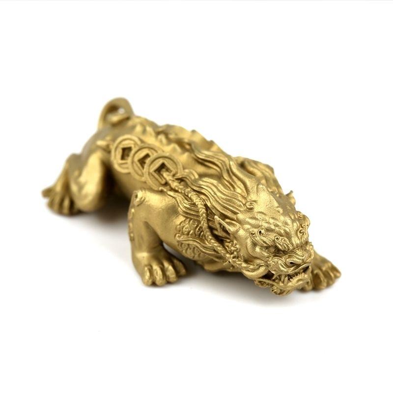 

1pcs Brass Lion Head Pixiu Tea Pet Home Chinese Desktop Decoration Tea Play Home Ornaments Tea Ceremony Accessories Length 4.5cm жёлтый