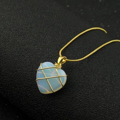 Fashion Jewelry Opal Heart Necklace Crystal Castle Garnish For Woman Girls Rose Quartz Barbie Adornment Accessories Gift