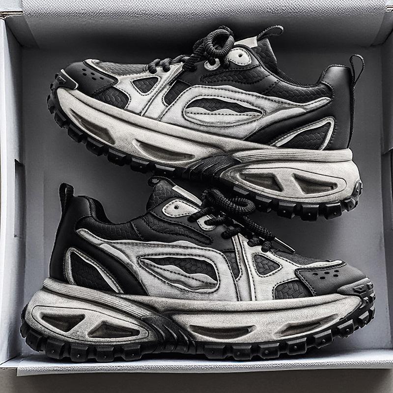 Autumn and winter thick-soled heightening dad shoes student tide leisure sports running shoes low-top leather surface