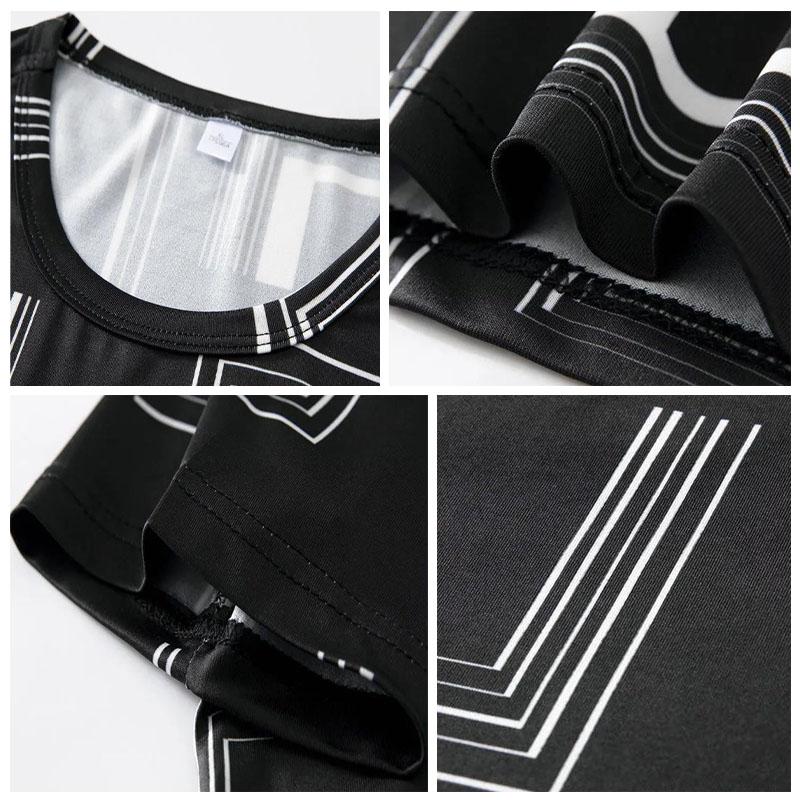 Men Ice Silk T-shirts Summer O-neck Short Sleeves Casual Shirts Oversized Geometric Graphic Print Tees Soft Breathable Cool Tops