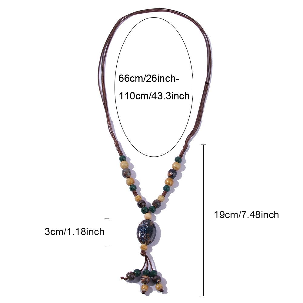 Bunte Retro unregelmäßige Keramik Perlen Halskette antike Anhänger für Frauen Schmuck Geschenk