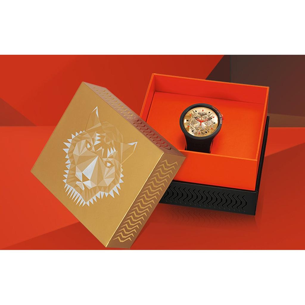 Swatch Quartz Movement National Trend Large Dial Unisex Watches Gold SB03Z102