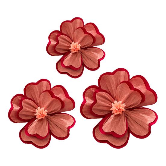 3Pcs Artificial Flower Three-Dimensional Design Festival Atmosphere Warm Joyful Colors Decorative Paper Flowers Home Party Office Gift Background