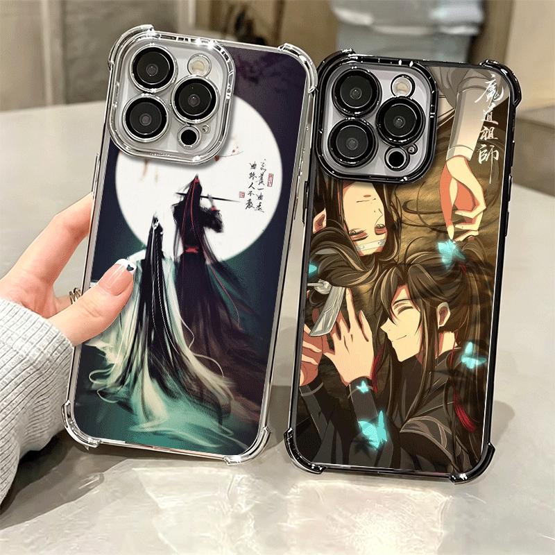Mo Dao Zu Shi Anime Plating Phone Case For Iphone 16 17 Pro Max Air 16E 14 15 Plus 12 13 Mini Anti-Fall Airabag Cover
