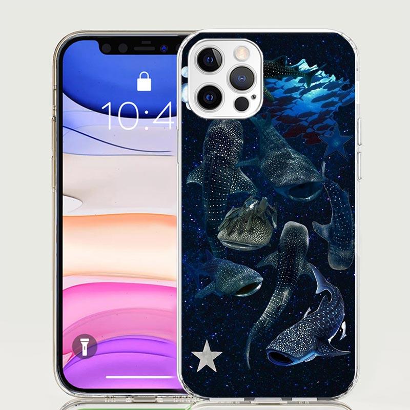 Ocean Whale Shark Phone Case For iPhone 17 Air 16 15 Plus 11 14 Pro Max 13 Mini 12 7 8 + SE Pattern Art Customized Cover 17 Air