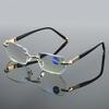 Men Reading Glasses Anti Blue Rays Presbyopia Eyeglasses HD Lens Women Classic Rimless Eyewear Diopter +1.0 To +4.0