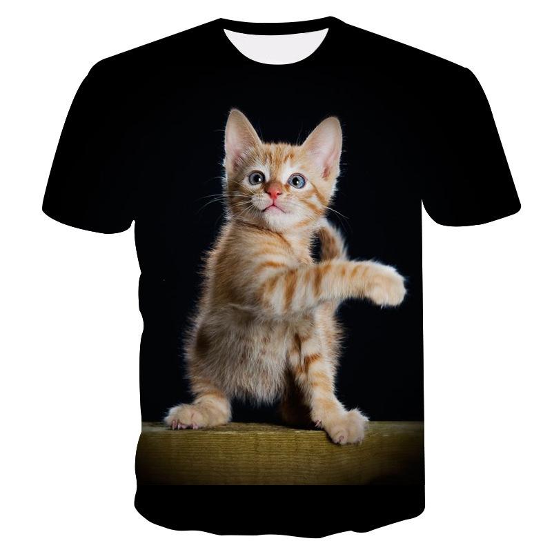 2023 European and American New Cat Couple 3D Printed Short-sleeved T-shirt Casual Short-sleeved Trendy Cute Cat 3DT-shirt