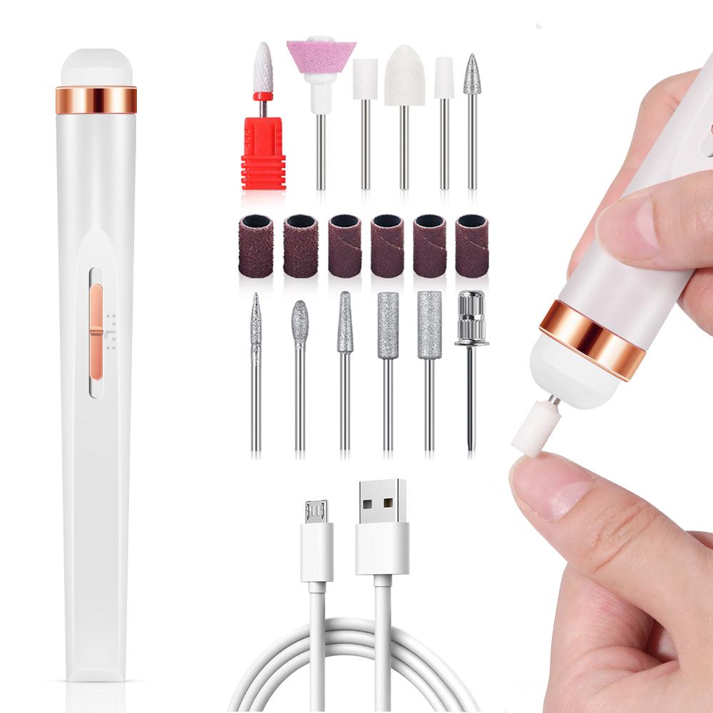 YIKOOLIN Electric Nail File Portable Nail Set with 4 Speeds Cuticle Trimmer Battery Operated Manicure and Pedicure Tools