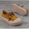 Johnature Genuine Leather Thick Sole Women's Shoes Round Toe Lace-up Versatile Casual Flat Platform Shoes