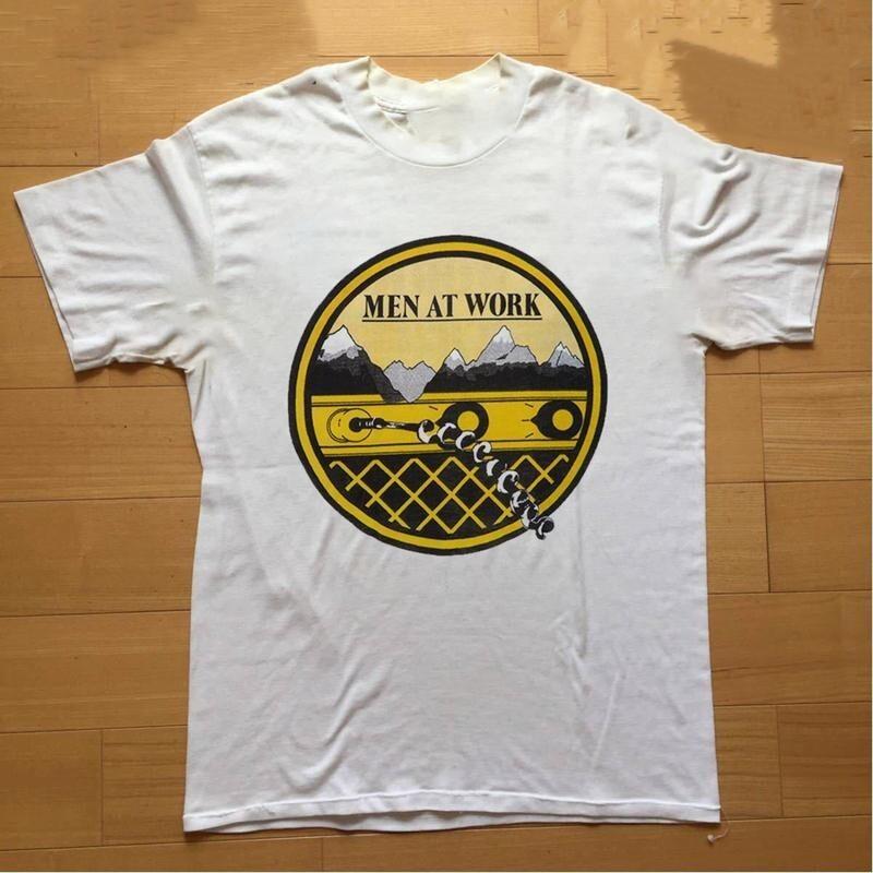 Vtg Men At Work Cargo Band US Tour Cotton White T Shirt For Men UR109 Unisex T-Shirt L