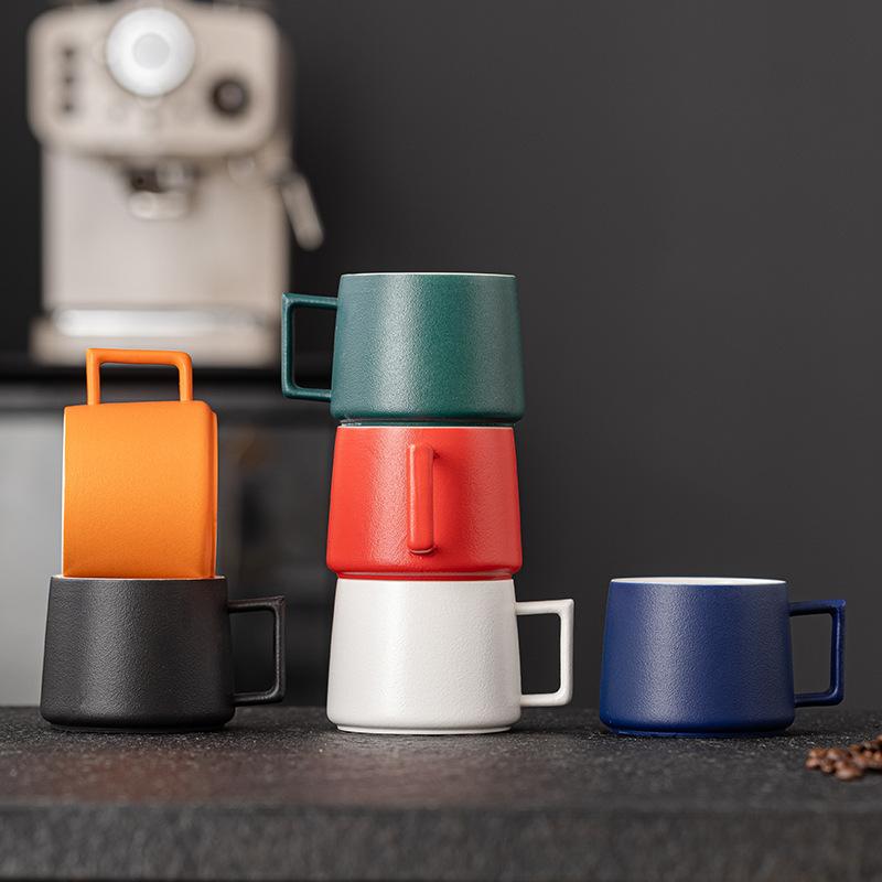 Baifenbai Home Furnishing Light Vintage Coffee Cup, Ceramic Luxury, High-End Ceramic Mug, Afternoon Tea Breakfast Cup, Japanese Frosted