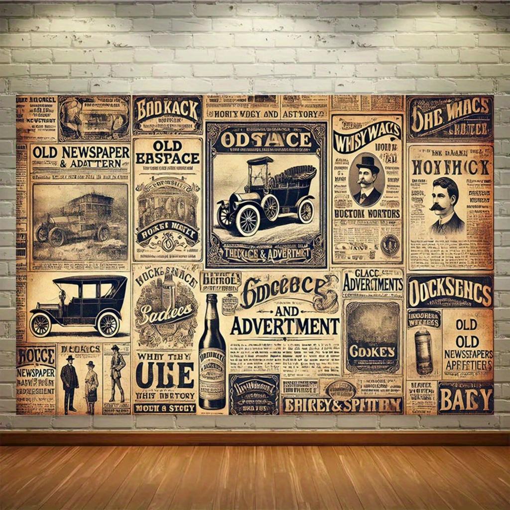 2D flache Oberfläche einteiliger Vintage-Zeitungsanzeigen-Hintergrundstoff geeignet für die Dekoration von Räumen