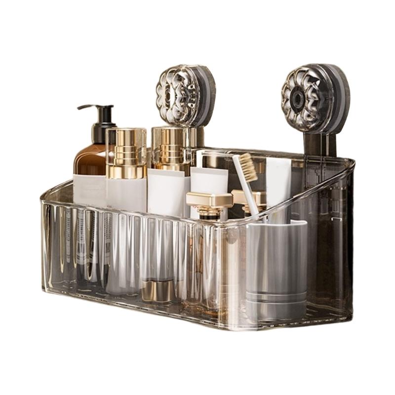 Spacious Wall Mounted Shower Rack Waterproof Plastic Storage Basket for Bathroom Cosmetics Soap