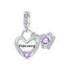 925  Silver January-December Birthday Stone Love Zircon Pendant Bead Fit Charms Necklace Bracelet Women Jewelry DIY Gift