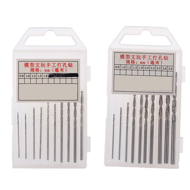 10Pcs/Box Mini Drill Hss Bit 0.8Mm-3.0Mm Straight Shank Pcb Twist Drill Bits Set