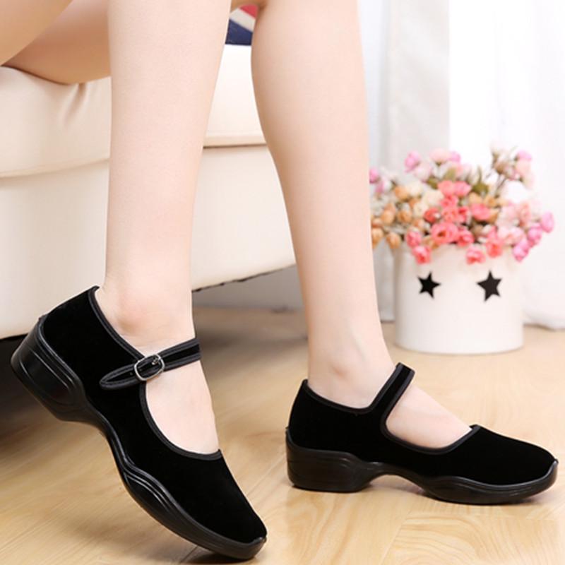 Cloth Shoes Super InspireCloud Shoes Pure Black Square Dance Shoes Mom Shoes