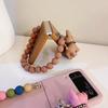 Cute 3d Cartoon Dog Charm Phone Case For Samsung Galaxy Z Flip 3 5g Korea Solid Color Beads Bracelet Full Protection Cover