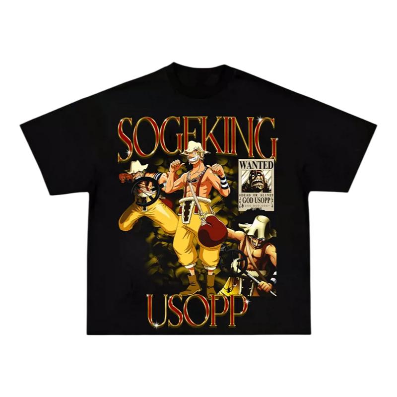 One Piece Usopp Sogeking TShirt Men Women Grunge Graffiti 100 Cotton Anime Tee Breathable Loose Fit Short Sleeve S