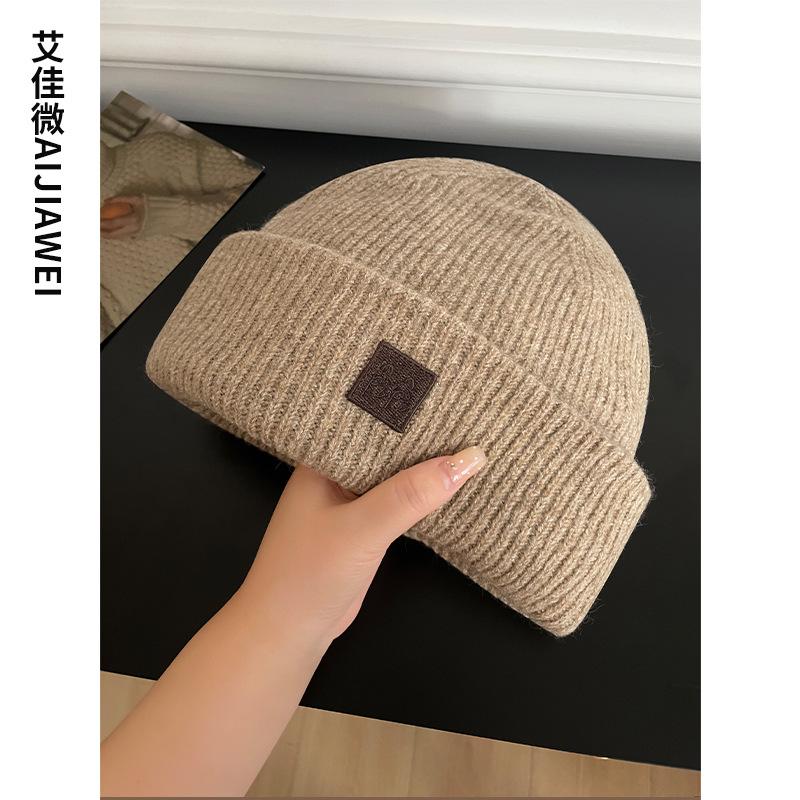 New wool hat women's winter face small ear protectors thickened warm knitted hat big head circumference ankela red cold hat
