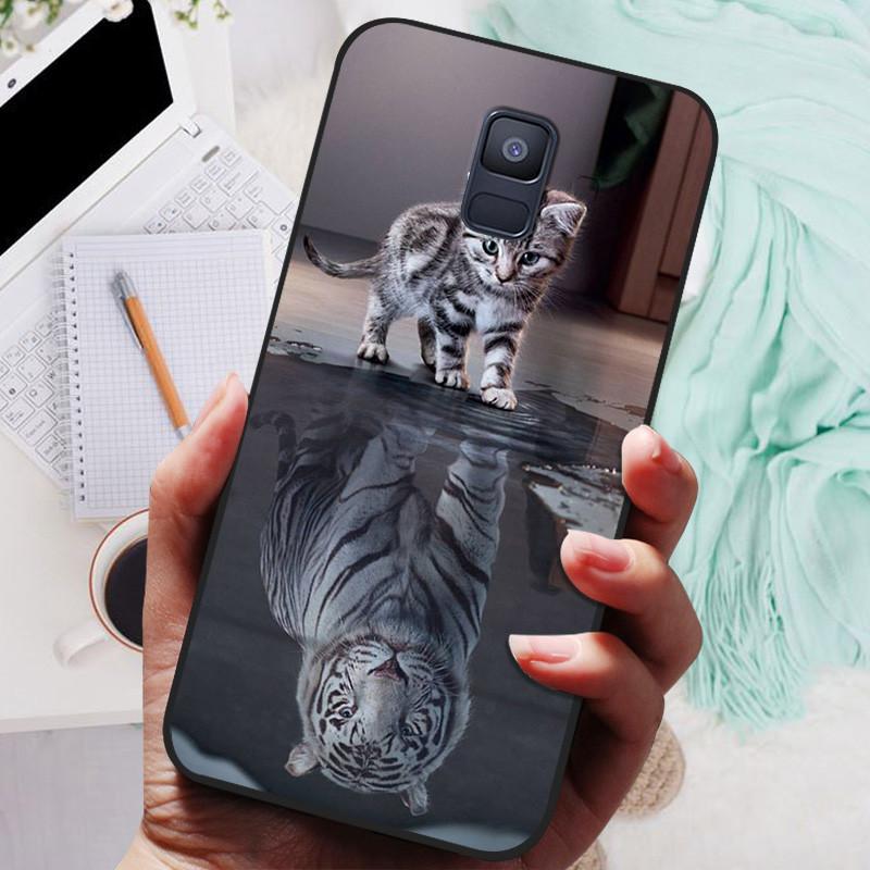 Für Samsung Galaxy A8 Plus 2018 Hülle Schwarze Abdeckung Löwe Wolf Silikon Weiche Rückseite Hüllen Für Samsung A8 2018 A530 A530F Handyhülle