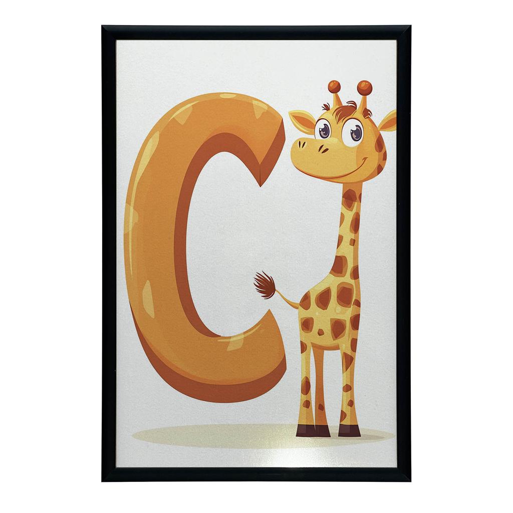 Plakat Żyrafa Z Literą C Plakat Żyrafa Z Literą C, 50X70 Cm, Bez Ramy, Płótno Premium Na Blejtramie