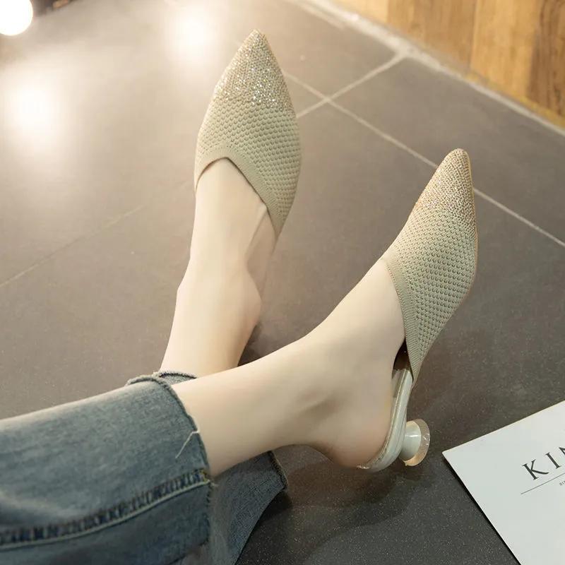Womens Fashion Slippers Casual Outer Wear Pointed Toe All Match Non Slip Wear Resistant Comfortable Sandals