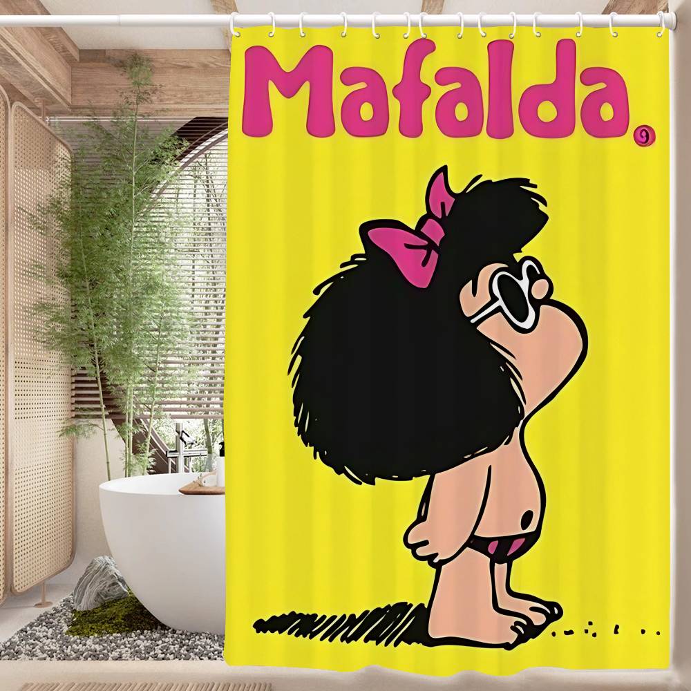 Cartoon Mafalda Bathroom Shower Curtain Shielding Partition Shower Curtain Quick Dry Can Be Scrubable Light Opaque Bath