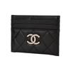 CHANEL 25S classic brand logo  diamond pattern design  grainy leather  card holder  women's style  black