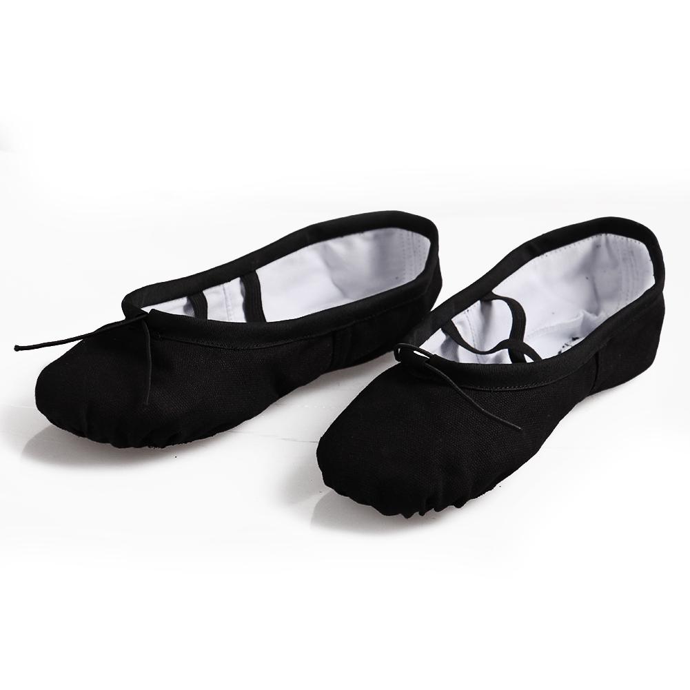 Girls Canvas Ballet Shoes/Ballet Slipper/Dance Shoe/Yoga Shoes Split Sole Flats 24 чёрный