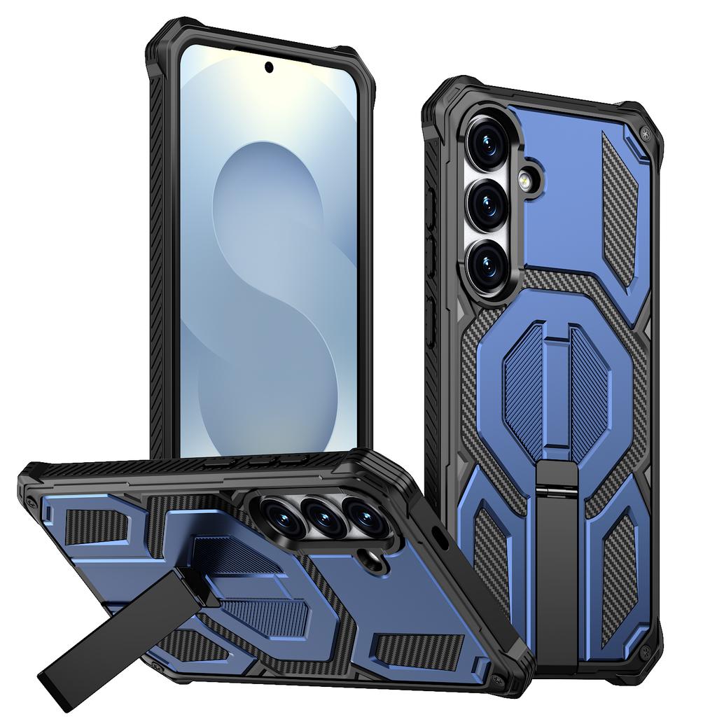 For Samsung Galaxy S25 Magnetic Case Rotating Kickstand PC + TPU Shockproof Drop-proof Phone Cover