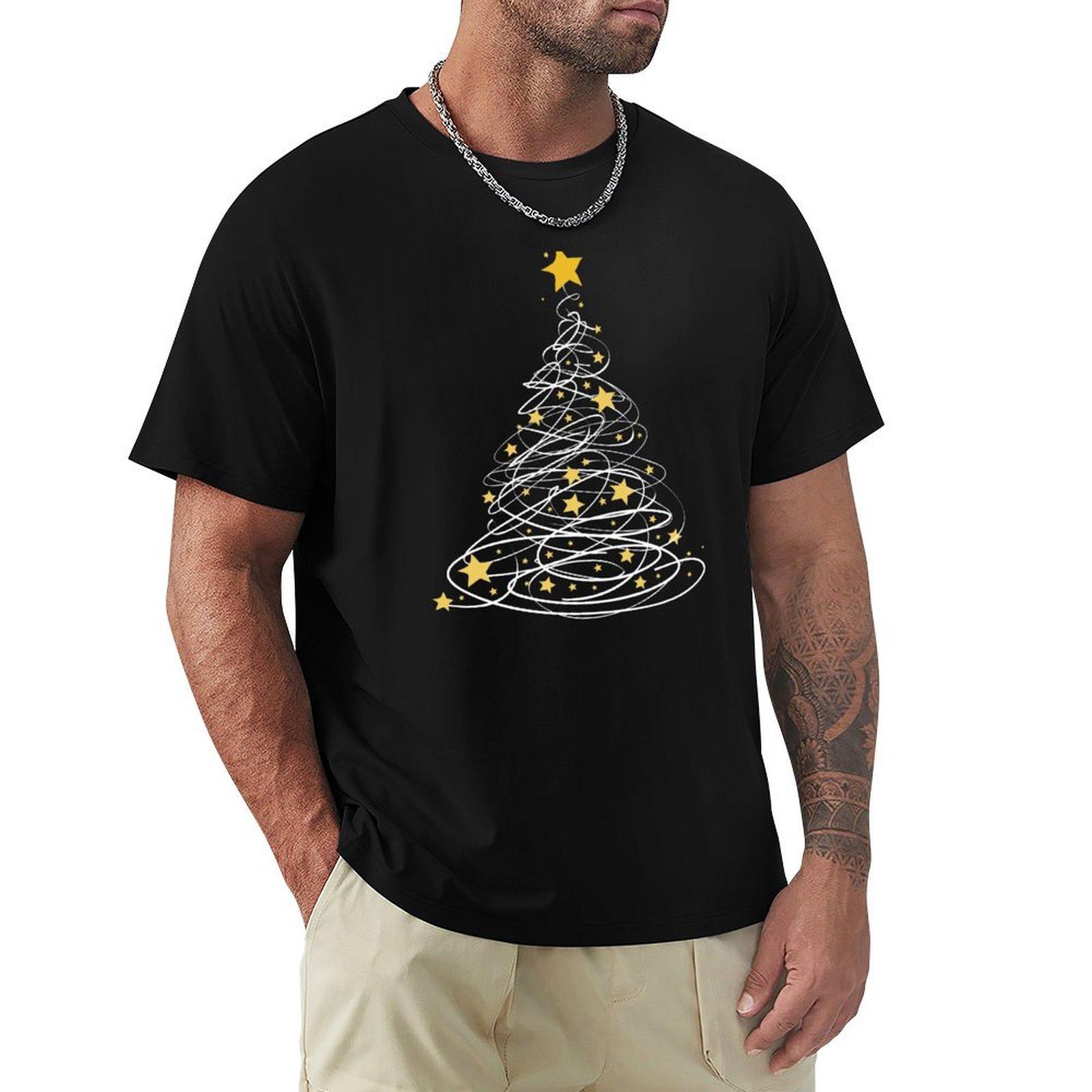 

Golden Christmas Tree Pen Art Stars Cute Xmas Lover Gift T-Shirt Tees Anime Figures Summer Clothes Shirts Men 4XL зелений