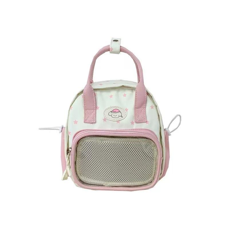 Grid Star Transparent Puppy Cartoon Girl Backpack For Student And Casual Wear