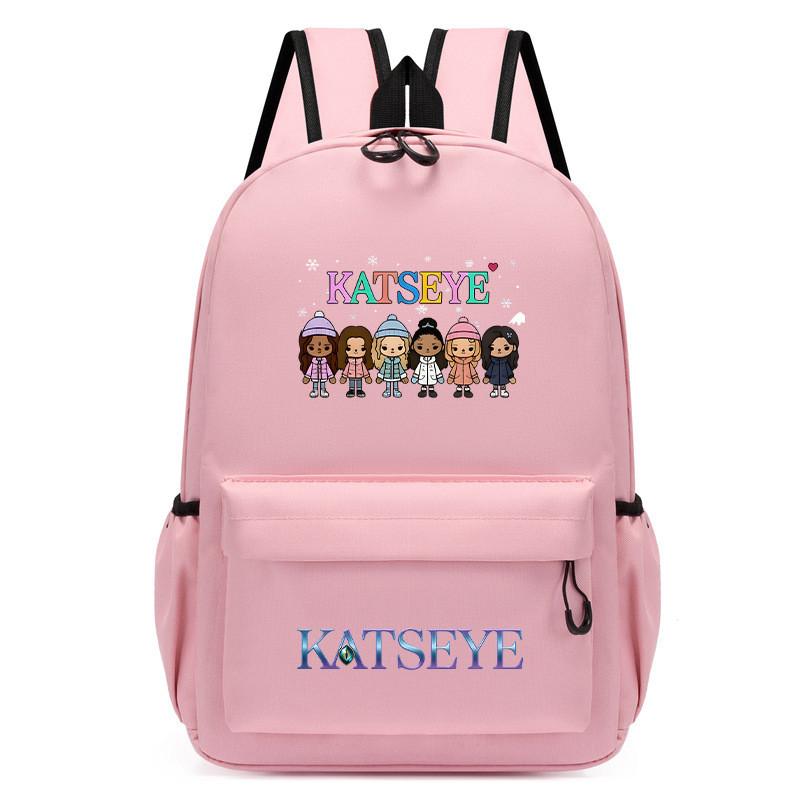 60123-18 Zaino Stampato KATSEYE Cartone Animato Zaino Impermeabile Scolastico per Studenti