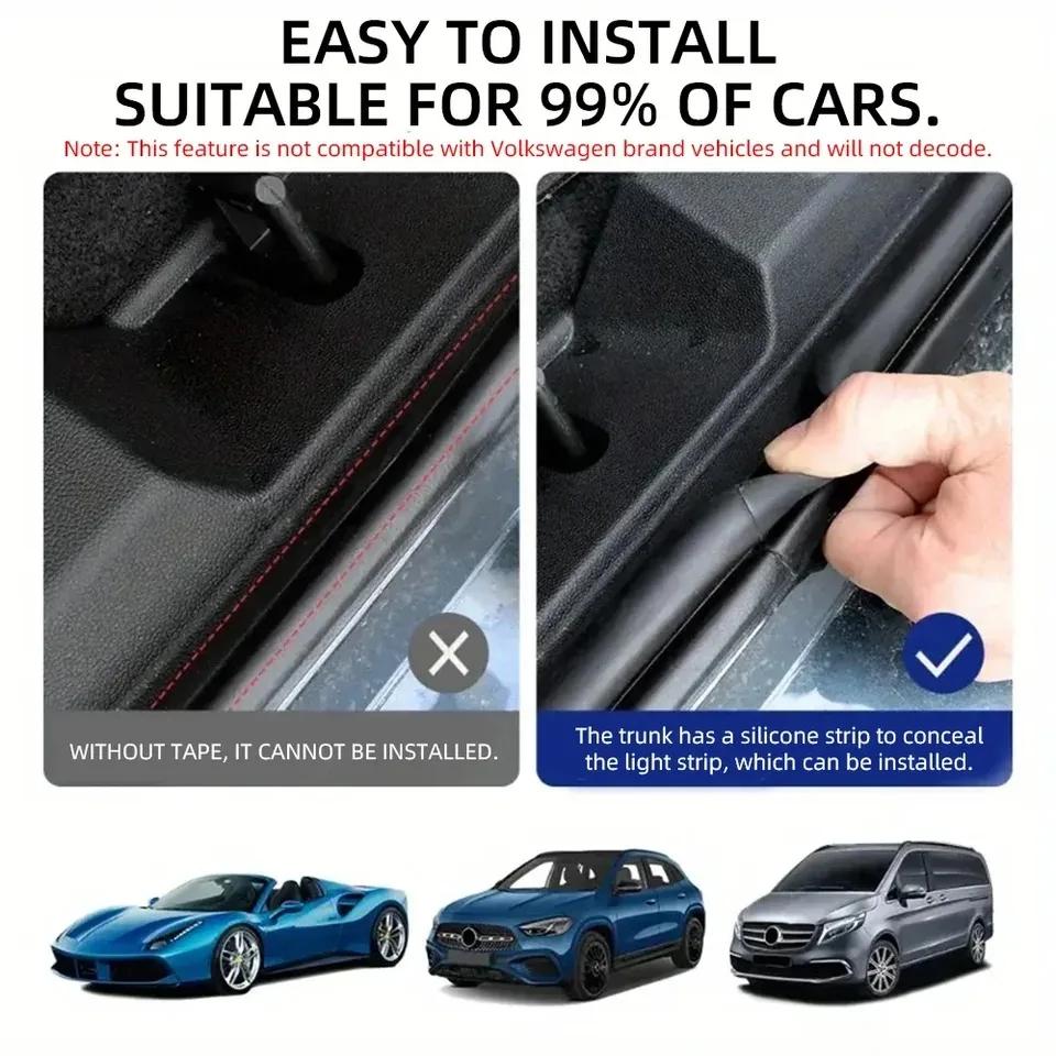 12V 4 Meters Car Trunk RGB Led Ambient Light Strip Flexible Decoration Lamp App Control Neon Atmosphere Lamp Waterproof