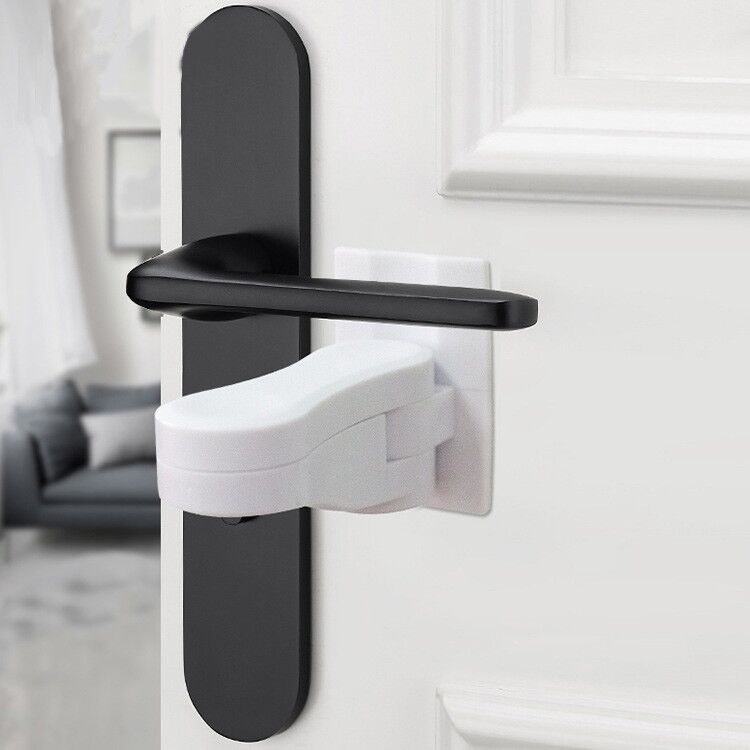 2PCS Universal Door Lever Lock Child Baby Safety Lock Rotation Proof Professional Door Adhesive Security Latch Multi-functional
