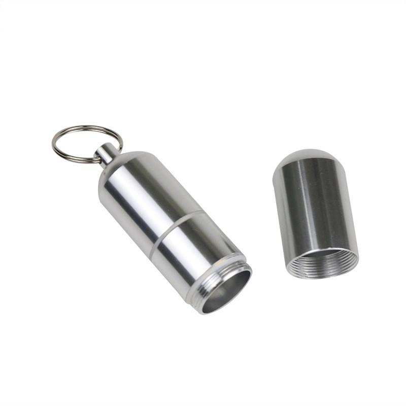 Waterproof Cigarete Case Silver Aluminum Alloy Cigarette Box Pill Toothpick Capsule Holder with Keychain Mens Gift