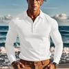 New Men's T-Shirt: Waffle Weave Casual Collared Button-Down Slim-Fit Long-Sleeved Polo Shirt