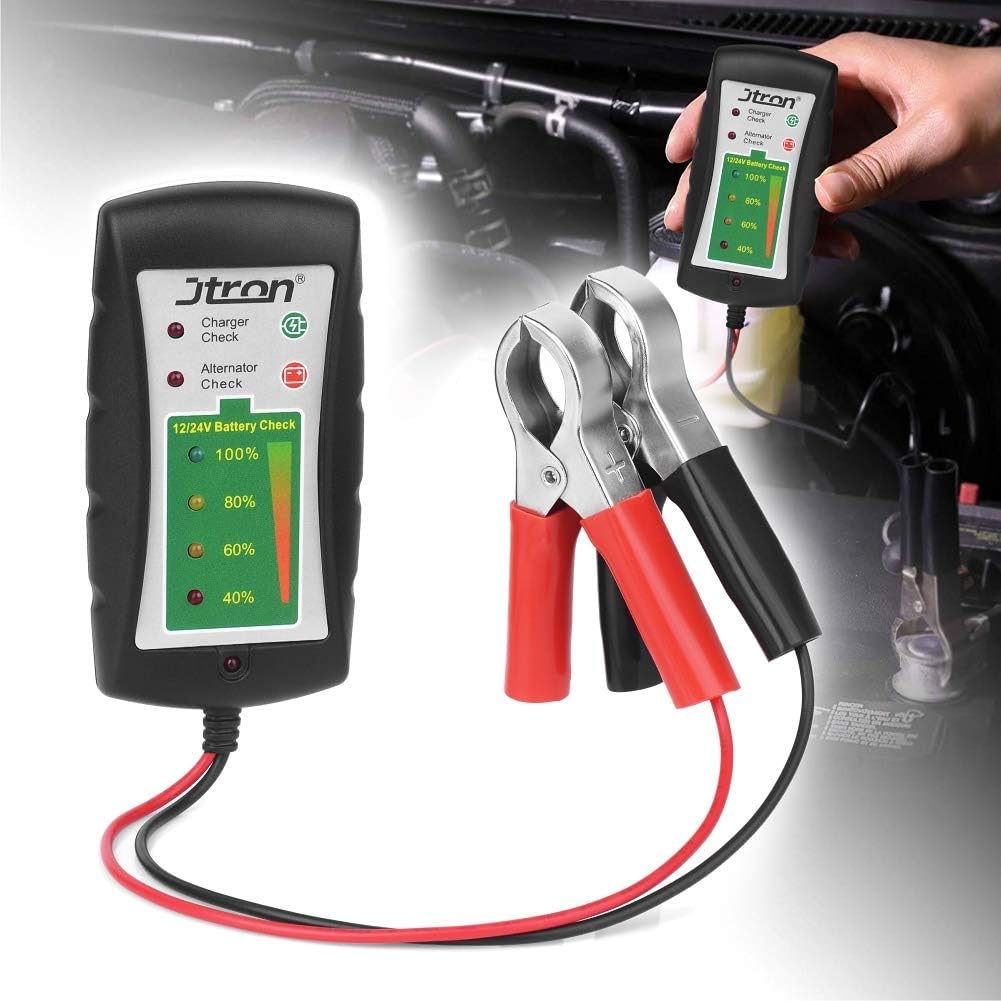 12V/24V DC Car Battery Tester with LED Light Machine Diagnostic Tester for Cars Motorcycles Trucks Battery Check