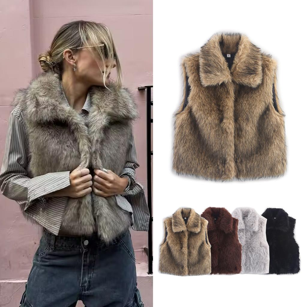 Women's autumn new casual street fashion vest vest faux fur top