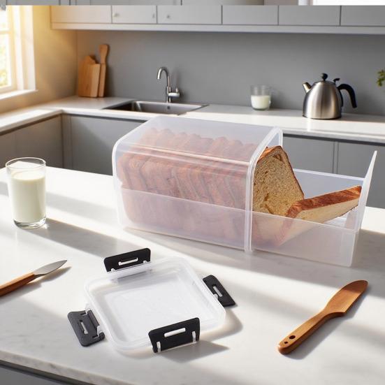 Airtight Bread Container Storage Box with Drawer Tray Transparent Lid Extend Shelf Life Bagel Kitchen Bread Organizer