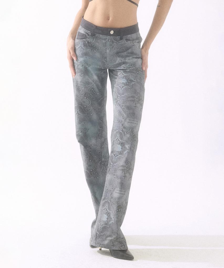BADEE Printing Twill Pants Black Paisley