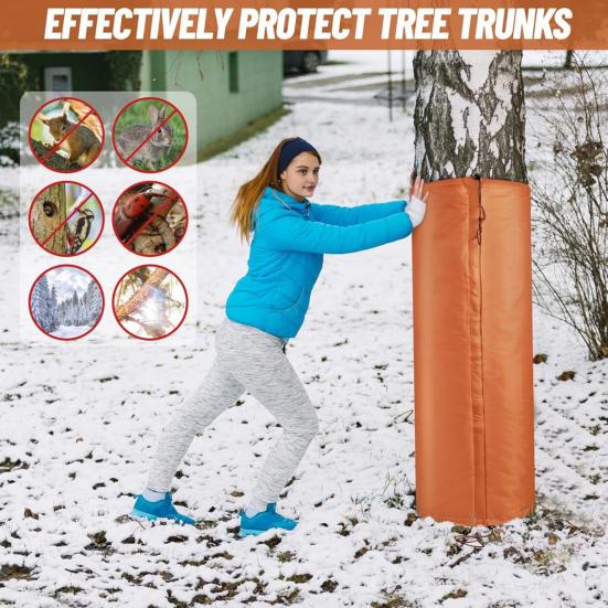 Winter Palm Tree Protector Tree Trunk Insulation Cover with Drawstring Cold Weather Tree Trunk Wrap for Garden Outdoor Protect Tree from Frost Snow